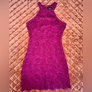 Lulus Poem Magenta Lace Mini Dress